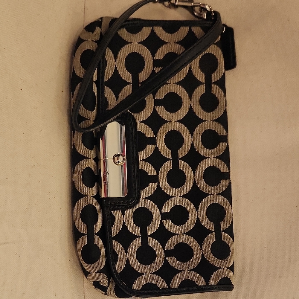 Coach Black and Silver Patterned Clutch